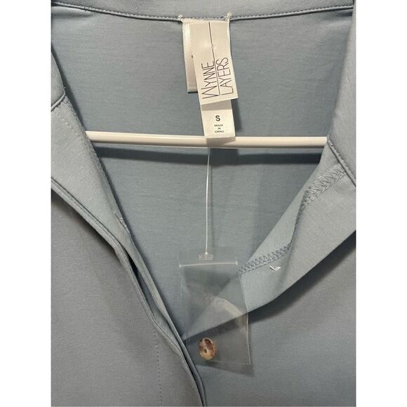 NWOT Wynne Layers Costal Blue Button Front Shacket With Mother of Pearl Buttons - Picture 2 of 6